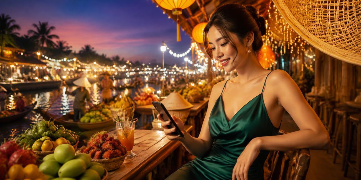 Người dùng vùng Mekong truy cập quyền lợi VIP trên điện thoại với nón lá truyền thống