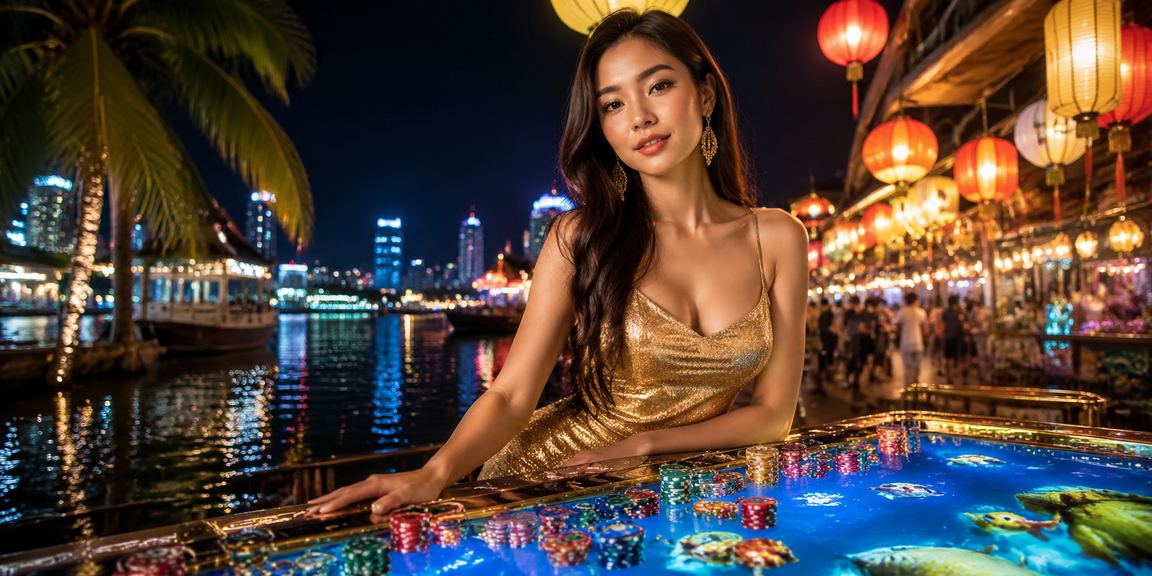 Sảnh casino trực tuyến Việt Nam với ánh đèn rực rỡ tại bay789